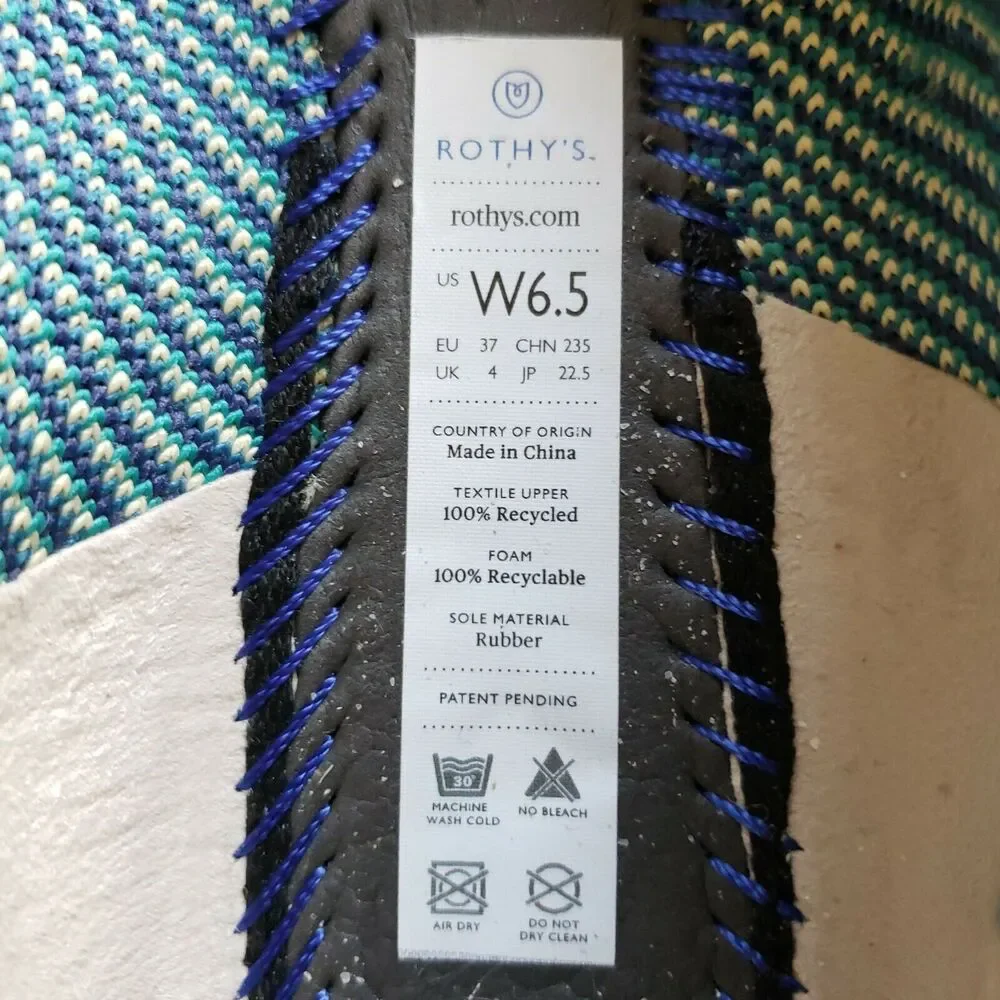 ROTHY'S The Flat eco friendly sustainable shoes Moroccan Blue Size 6.5 Retired - Picture 6 of 8